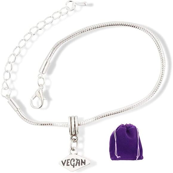 Dave The Bunny Jewelry - Vegan Text Snake Chain Charm Bracelet